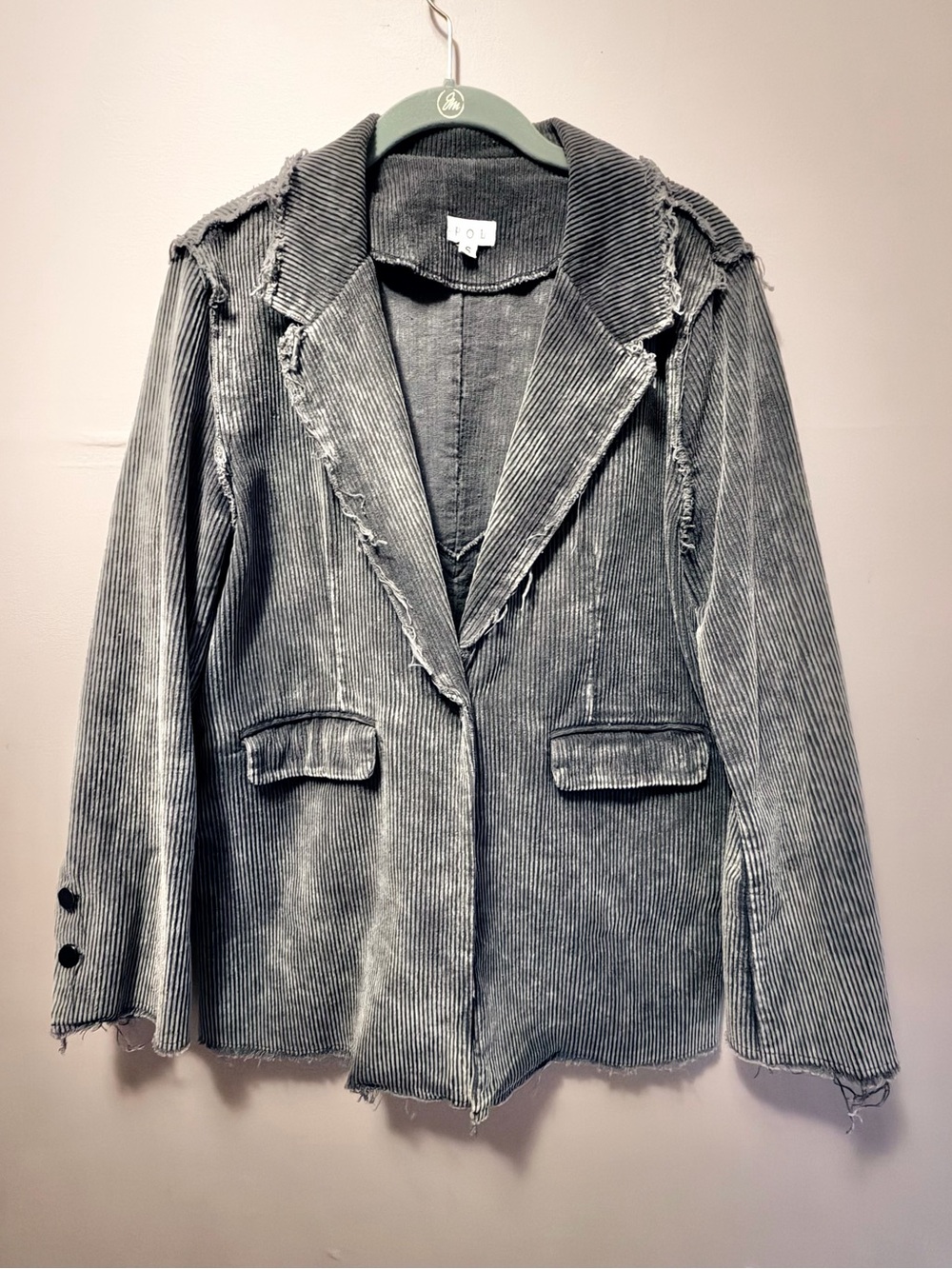 POL Distressed Frayed Corduroy Blazer Jacket